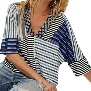 🌀 We The Free (by Free People) Patchwork Stripe Top – Size Large